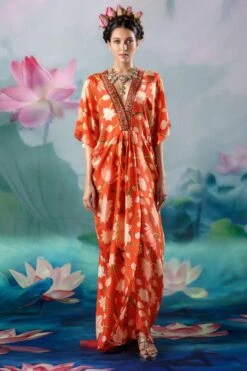 Rajdeep Ranawat Rust Kusum Embellished Kaftan