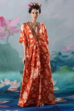 Rajdeep Ranawat Rust Kusum Embellished Kaftan -Echo Clohting Shop 1503rr06 3