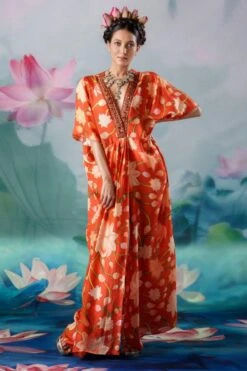 Rajdeep Ranawat Rust Kusum Embellished Kaftan -Echo Clohting Shop 1503rr06 4