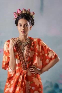 Rajdeep Ranawat Rust Kusum Embellished Kaftan -Echo Clohting Shop 1503rr06 5