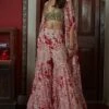 Arpita Mehta Red & White Printed Sharara With Bustier & Cape