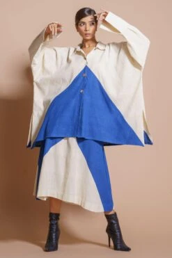 Stoique Blue A-line Handspun Cotton Skirt