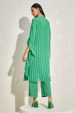 Namrata Joshipura Kelly Green Striped Kaftan Set -Echo Clohting Shop 1532023nj18 5