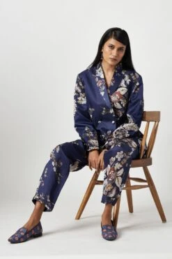 Payal Pratap Navy Gantri Printed Pants -Echo Clohting Shop 15323ppj22 3