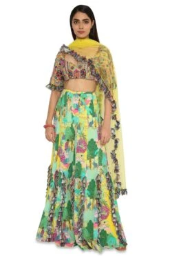 Payal Singhal Yellow Printed Sharara With Embroidered Choli