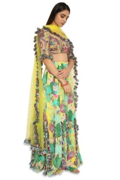 Payal Singhal Yellow Printed Sharara With Embroidered Choli -Echo Clohting Shop 154ps19 3
