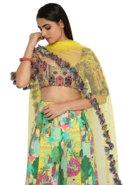 Payal Singhal Yellow Printed Sharara With Embroidered Choli -Echo Clohting Shop 154ps19 4