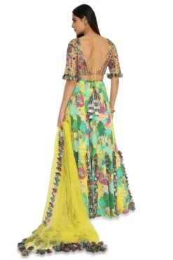 Payal Singhal Yellow Printed Sharara With Embroidered Choli -Echo Clohting Shop 154ps19 5