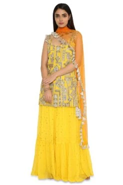 Payal Singhal Yellow Embroidered Sharara Set