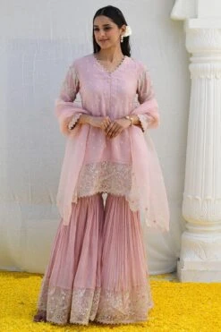 Niti Bothra Pink Dori Jaal Sharara Set