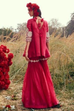 Bhumika Sharma Red Embroidered Sharara Set -Echo Clohting Shop 157bs4 4