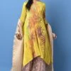 Kiran Uttam Ghosh Yellow Sepia Print Pleated Kurta