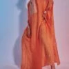 SVA Orange Embellished Silk Kaftan