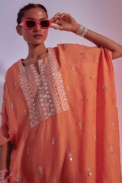 SVA Orange Embellished Silk Kaftan -Echo Clohting Shop 157sva2 3