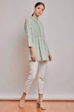 PATINE Mint Green Chikankari Embroidered Top