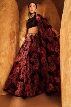 Bhumika Sharma Red Gulbahar Embroidered Cape Set -Echo Clohting Shop 16032023bs01 3