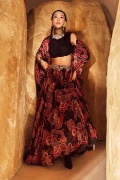 Bhumika Sharma Red Gulbahar Embroidered Cape Set -Echo Clohting Shop 16032023bs01 4