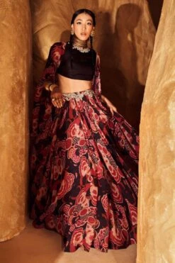 Bhumika Sharma Red Gulbahar Embroidered Cape Set -Echo Clohting Shop 16032023bs01 5