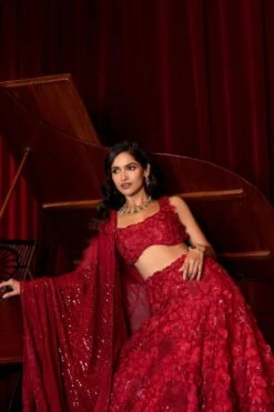 Mishru Red Lillian Lehenga Set -Echo Clohting Shop 160823mu02 3