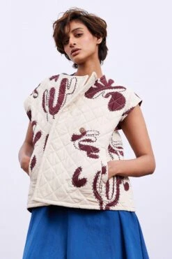 Khara Kapas Hazel White Dobby-Cotton Vest Jacket -Echo Clohting Shop 161223kk9 4