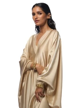 AK-OK By Anamika Khanna Earthy Beige Silk Kaftan Dress -Echo Clohting Shop 16124akok2 4