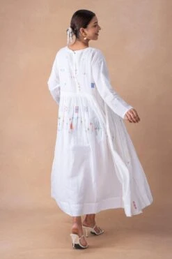 Injiri Pristine White Motif Adorned Cotton Dress -Echo Clohting Shop 16124iri9 5