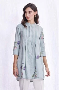 PATINE Powder Blue Pin Tuck Top