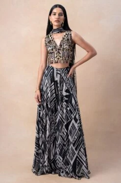 Nikita Mhaisalkar White Abstract Printed Sharara Set