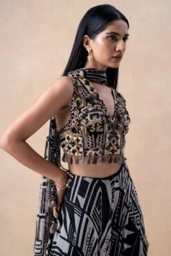 Nikita Mhaisalkar White Abstract Printed Sharara Set -Echo Clohting Shop 16623nm3 4