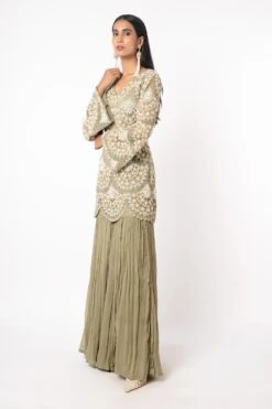 Ridhima Bhasin Green Drop Pearl Embroidered Sharara Set -Echo Clohting Shop 166rb3 3