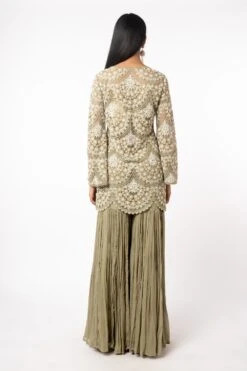 Ridhima Bhasin Green Drop Pearl Embroidered Sharara Set -Echo Clohting Shop 166rb3 5