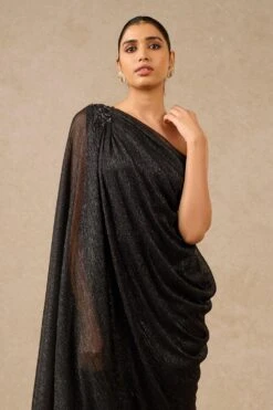 Tarun Tahiliani Black Hand Embroidered One Shoulder Dress -Echo Clohting Shop 16923tt11 3