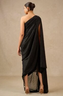 Tarun Tahiliani Black Hand Embroidered One Shoulder Dress -Echo Clohting Shop 16923tt11 4