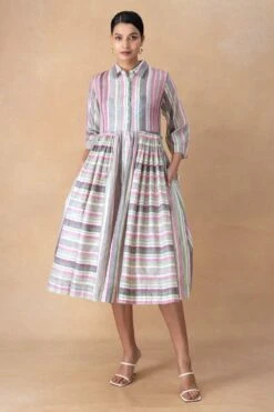 Vineet Rahul Nataliya Stripe Dress