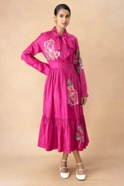 Vineet Rahul Rosa Tiered Dress