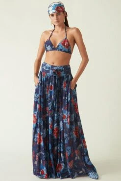 Payal Pratap Navy & Red Flores Printed Pants