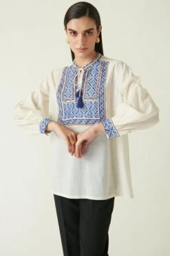 Payal Pratap Ivory Morotai Embroidered Top -Echo Clohting Shop 1711pp24 3