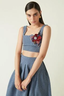 Payal Pratap Navy Quilted & Embroidered Skirt -Echo Clohting Shop 1711pp26 4