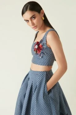Payal Pratap Navy Quilted & Embroidered Skirt -Echo Clohting Shop 1711pp26 5