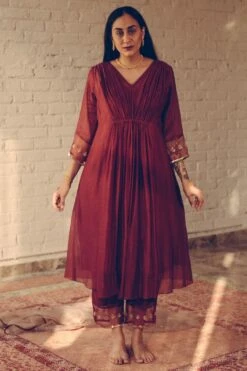 Sarang Kaur Maroon Noor Kurta Set