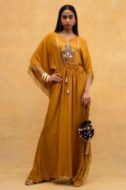 Heirloom By Rara Avis Yellow Hamsa Motif Kaftan