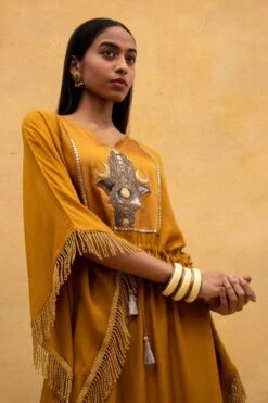 Heirloom By Rara Avis Yellow Hamsa Motif Kaftan -Echo Clohting Shop 171ra10 4