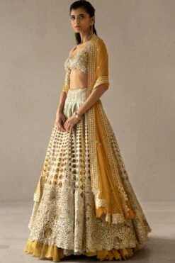 Varun Nidhika Beige 3-D Floral Embroidered Lehenga Set 9 Varun Nidhika Beige 3-D Floral Embroidered Lehenga Set -Echo Clohting Shop 172vn14 3