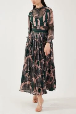 KoAi Peach And Green Floral Crinkled Skirt -Echo Clohting Shop 17723koia13 5 1