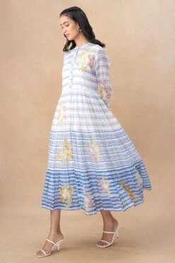 Vineet Rahul Zelda Bougainvillaea Front Open Dress -Echo Clohting Shop 17823vr37 3