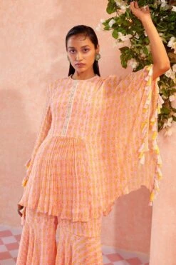 Ridhi Mehra Orchid Pink Ikat Printed Peplum & Sharara Set -Echo Clohting Shop 1808rm03 2