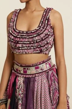 SVA Merlot Boho Multi-Printed & Textured Lehenga Set -Echo Clohting Shop 181123sva104 6