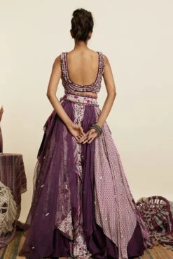 SVA Merlot Boho Multi-Printed & Textured Lehenga Set -Echo Clohting Shop 181123sva104 7