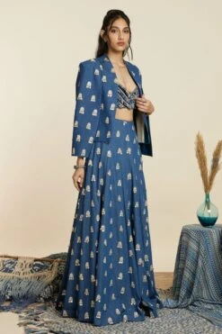 SVA Blue Denim Noor Embellished Jacket Lehenga Set -Echo Clohting Shop 181123sva108 3