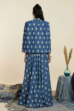 SVA Blue Denim Noor Embellished Jacket Lehenga Set -Echo Clohting Shop 181123sva108 7